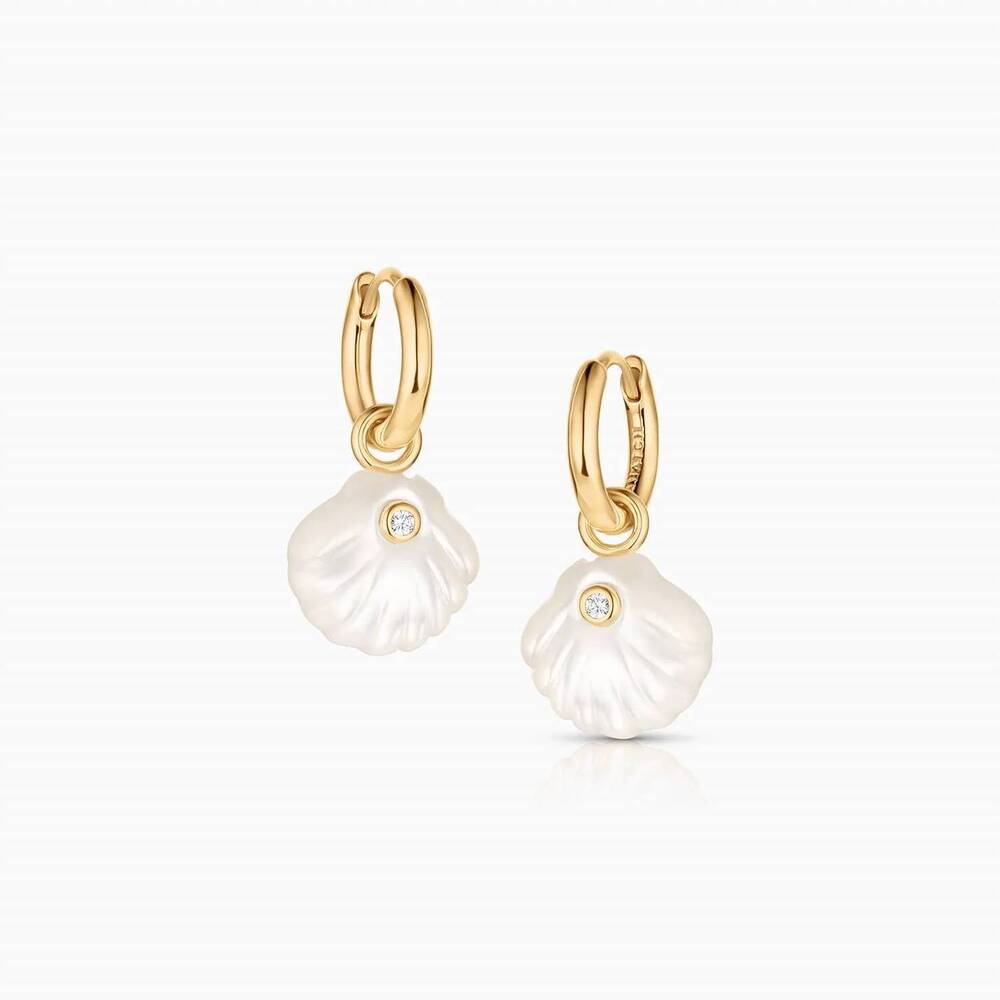 NEW THATCH women's coquille mother of pearl hoop earrings in gold
